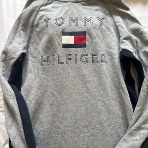 Tommy Hilfiger Grey Sweatshirt with Navy and Red Flag